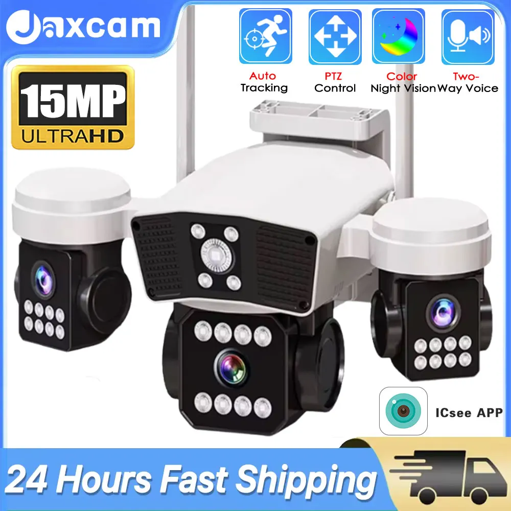 PTZ IP-камера с тремя объективами, уличная 15-мегапиксельная HD-камера с тремя экранами, Wi-Fi камера безопасности, автоматическое отслеживание, тройные экраны, беспроводная камера видеонаблюдения
PTZ IP-камера с тремя объективами, уличная 15-мегапиксельная HD-камера с тремя экранами, Wi-Fi камера безопасности, автоматическое отслеживание, тройные экраны, беспроводная камера видеонаблюдения