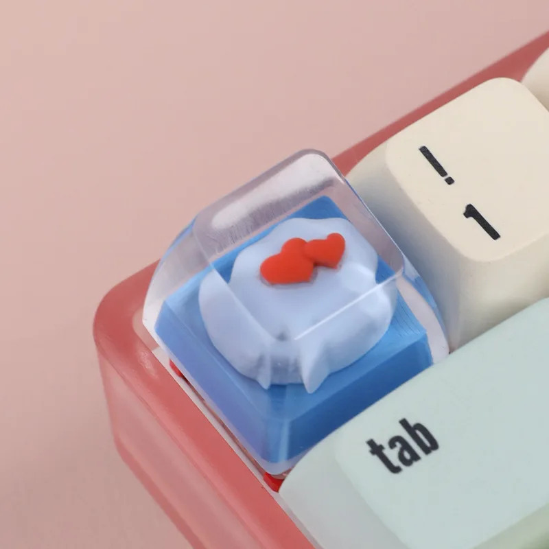 Resin Epoxy Transparent Love Keycap Cross Axis Mechanical Keyboard Keycap Customized Keycap