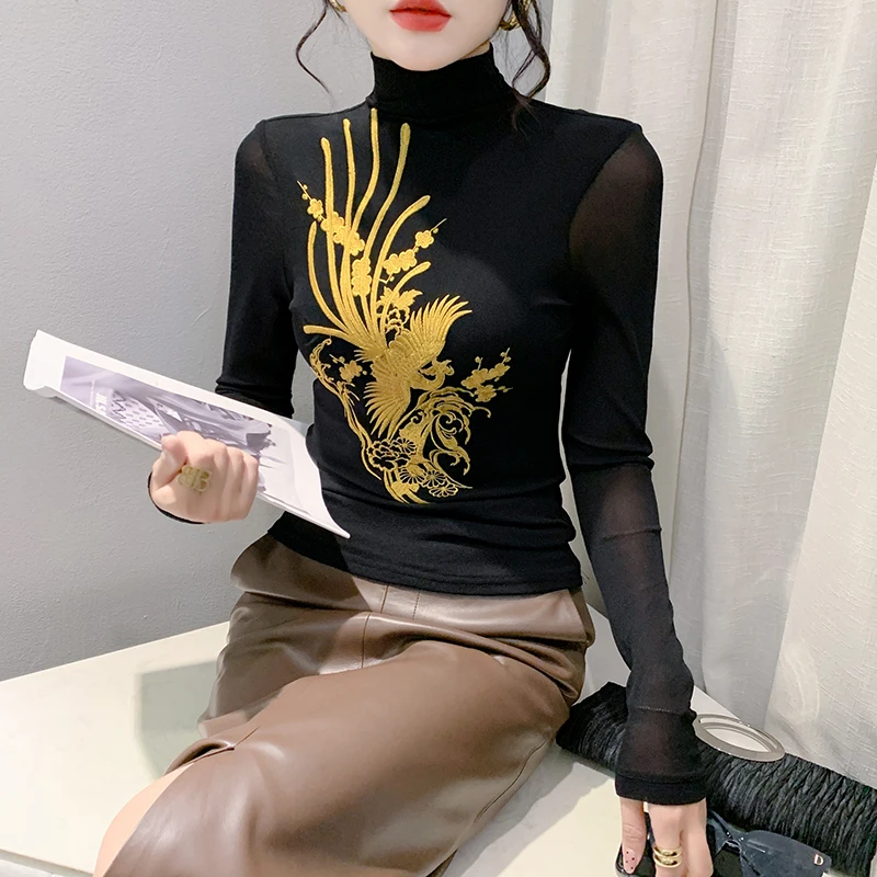 Модный женский топ-база с высоким воротником, тяжелой вышивкой и эффектом утягивания, для носки под одеждой
Модный женский топ-база с высоким воротником, тяжелой вышивкой и эффектом утягивания, для носки под одеждой