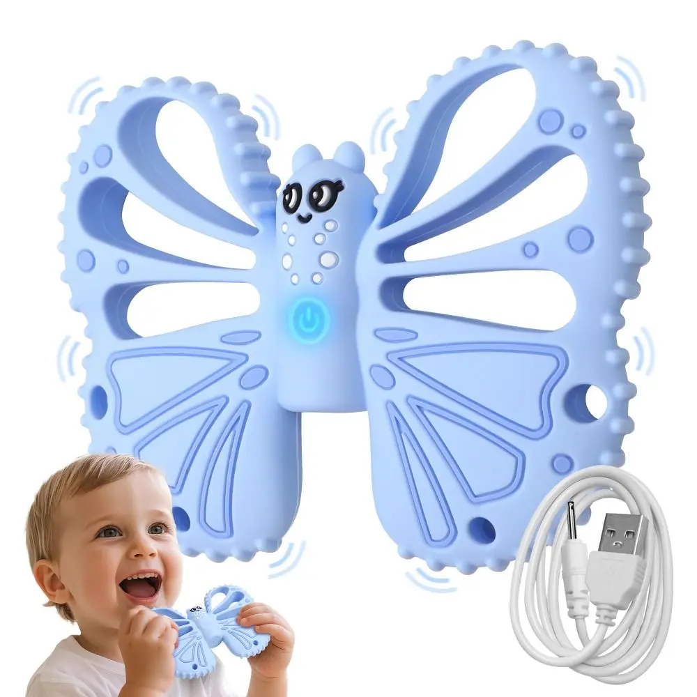 Butterfly Shape Vibrating Teether with Remote Control 10-Speed Vibration Modes Chewy Sensory Toy Food Grade Silicone Soft
Butterfly Shape Vibrating Teether with Remote Control 10-Speed Vibration Modes Chewy Sensory Toy Food Grade Silicone Soft