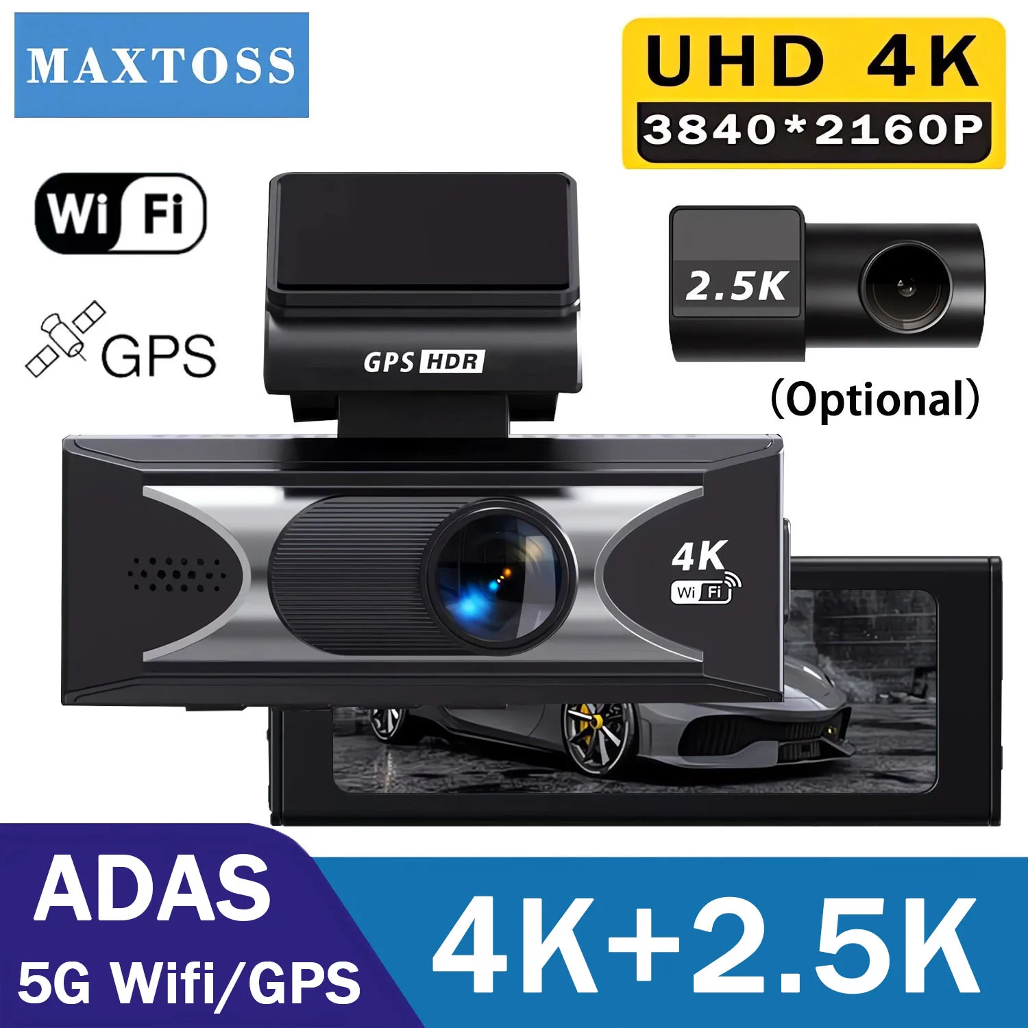 Dash Cam 4K+2.5K Dual Lens ADAS Channel Car Dvr Support 5G WIFI GPS Speed Display 24H Parking Loop Record Night Vision Black Box
Dash Cam 4K+2.5K Dual Lens ADAS Channel Car Dvr Support 5G WIFI GPS Speed Display 24H Parking Loop Record Night Vision Black Box