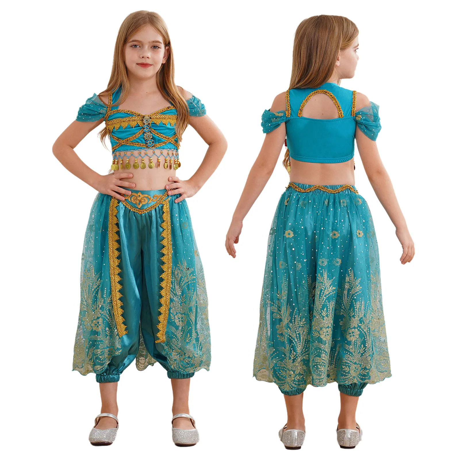 Kids Arabian Crop Top Pants Arabian Cosplay Princess Exotic Costume Short Sleeve Mesh Sequins for Halloween Dress Up Danceswear
Kids Arabian Crop Top Pants Arabian Cosplay Princess Exotic Costume Short Sleeve Mesh Sequins for Halloween Dress Up Danceswear