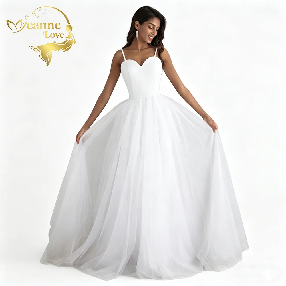 Jeanne Love Simple Cheap Spaghetti Straps Sweetheart Wedding Dress for Bride Boho A-Line Tulle Bridal Gown White Wedding Gowns
Jeanne Love Simple Cheap Spaghetti Straps Sweetheart Wedding Dress for Bride Boho A-Line Tulle Bridal Gown White Wedding Gowns