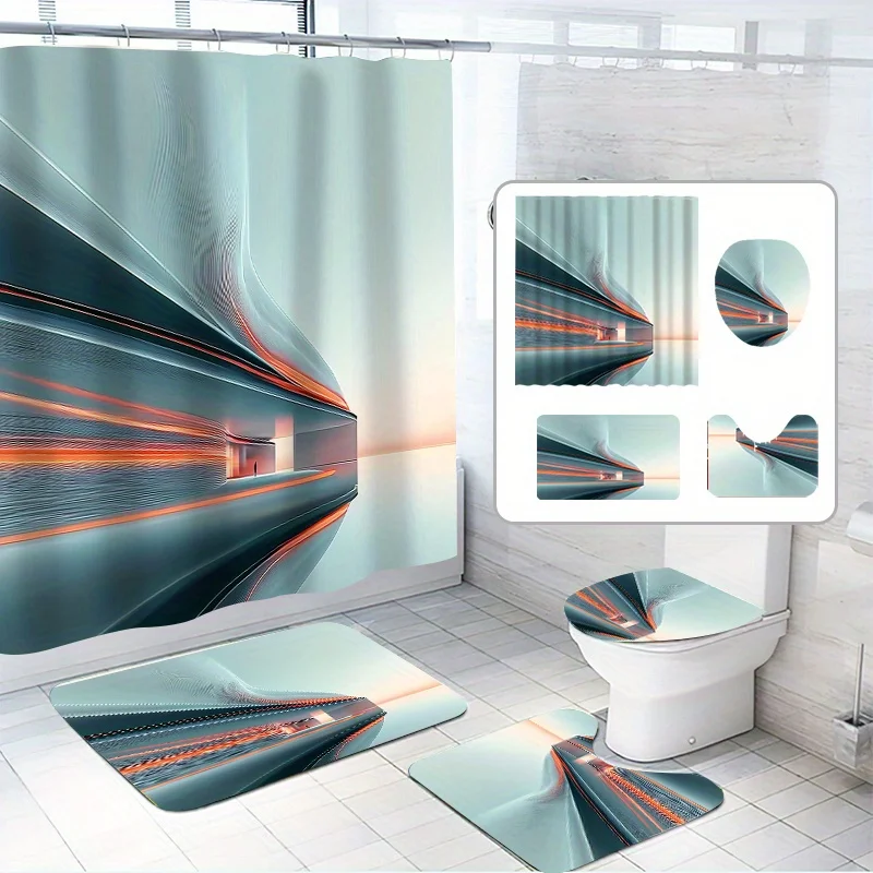 4-piece Sci-Fi Architecture Shower Set - Futuristic Design with 12 Hooks, Non-slip Mat and Toilet Seat, Modern Bathroom Decor
4-piece Sci-Fi Architecture Shower Set - Futuristic Design with 12 Hooks, Non-slip Mat and Toilet Seat, Modern Bathroom Decor