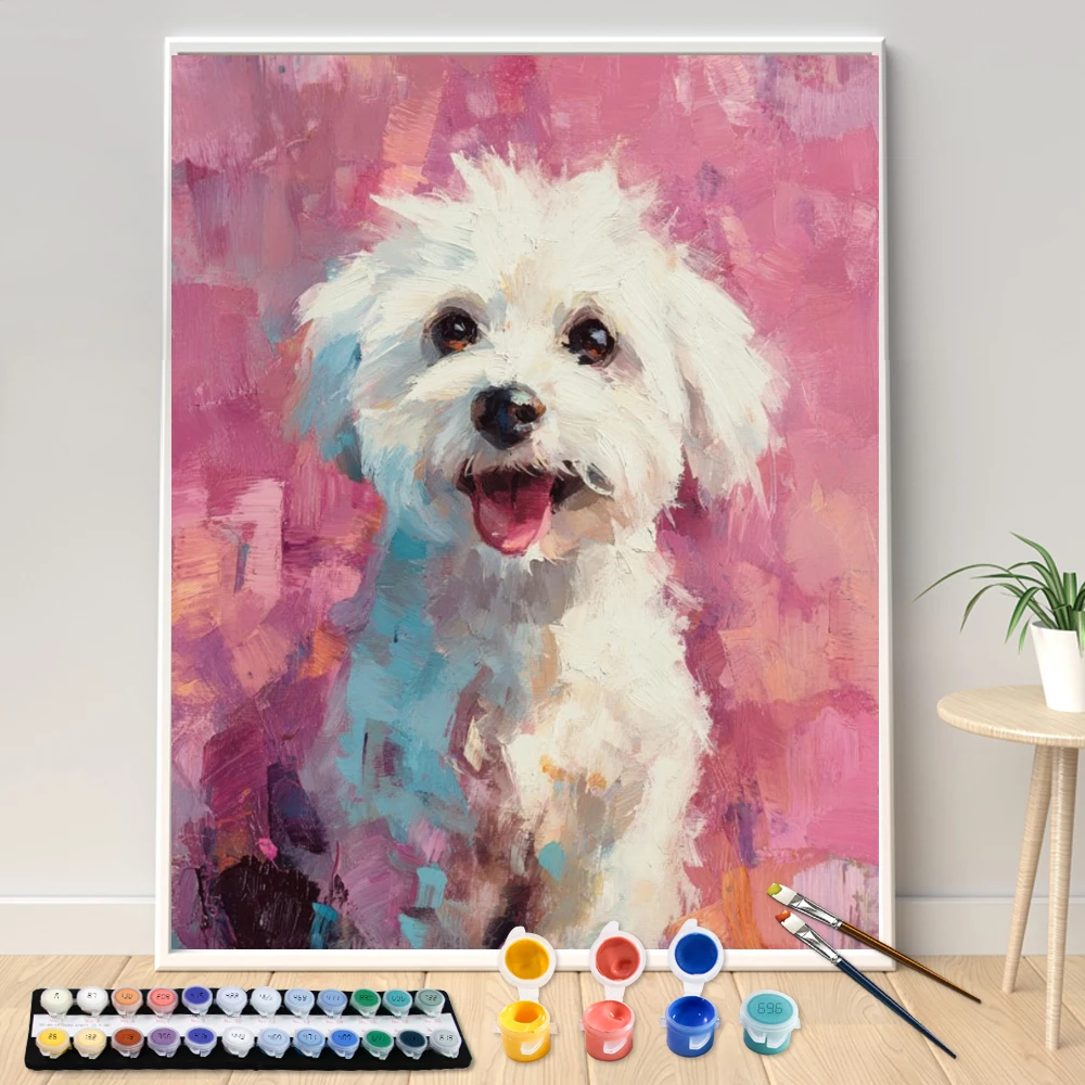 Digital Acrylic Painting Kit DIY pure white puppy Art Canvas Hand Painted Home Decor Personalized Surprise Gift
Digital Acrylic Painting Kit DIY pure white puppy Art Canvas Hand Painted Home Decor Personalized Surprise Gift