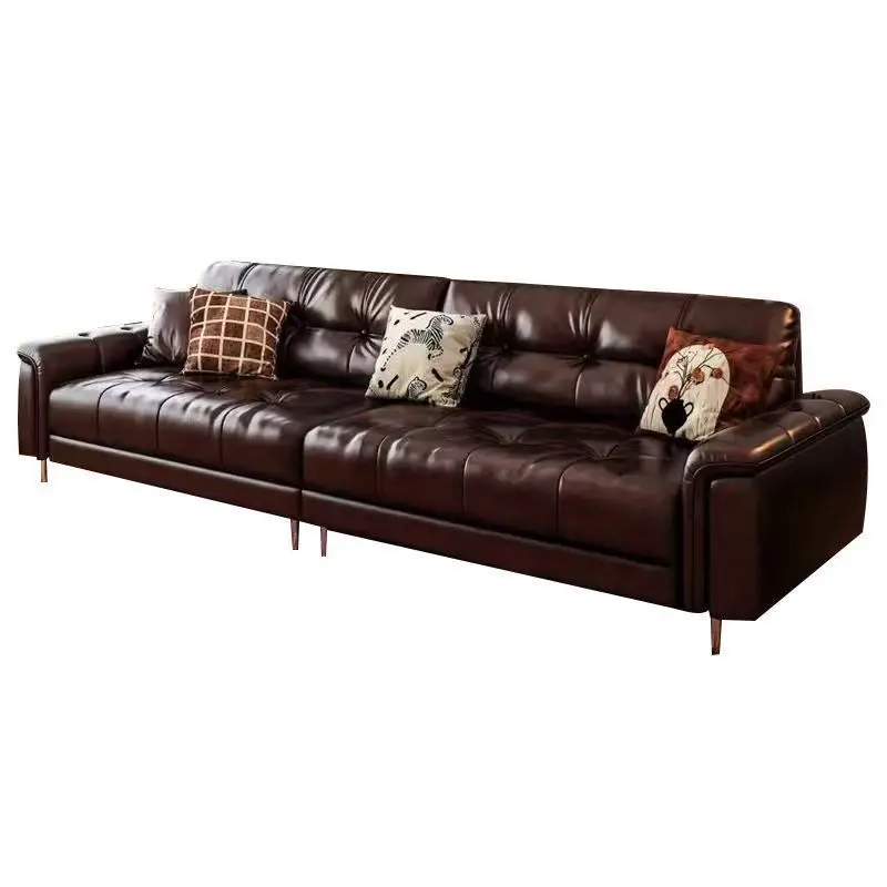 Yjq retro leather sofa first layer cowhide living room home straight row antique oil wax leather sofa
Yjq retro leather sofa first layer cowhide living room home straight row antique oil wax leather sofa