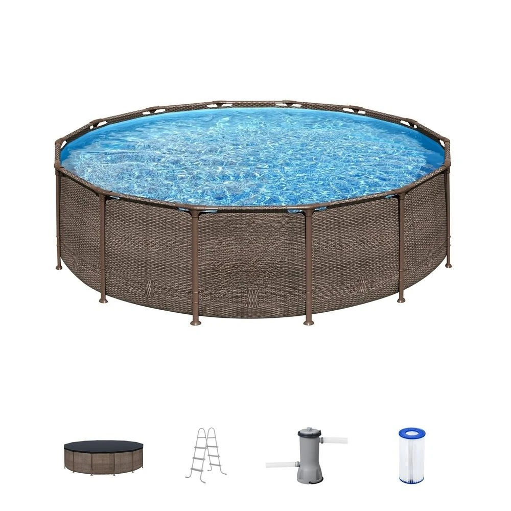 Power Steel 14 x 42 Above Ground Pool, Round Metal Frame Outdoor Swimming Pool Set with Filter Pump, Ladder, and Cover, Bro -HOT
Power Steel 14 x 42 Above Ground Pool, Round Metal Frame Outdoor Swimming Pool Set with Filter Pump, Ladder, and Cover, Bro -HOT