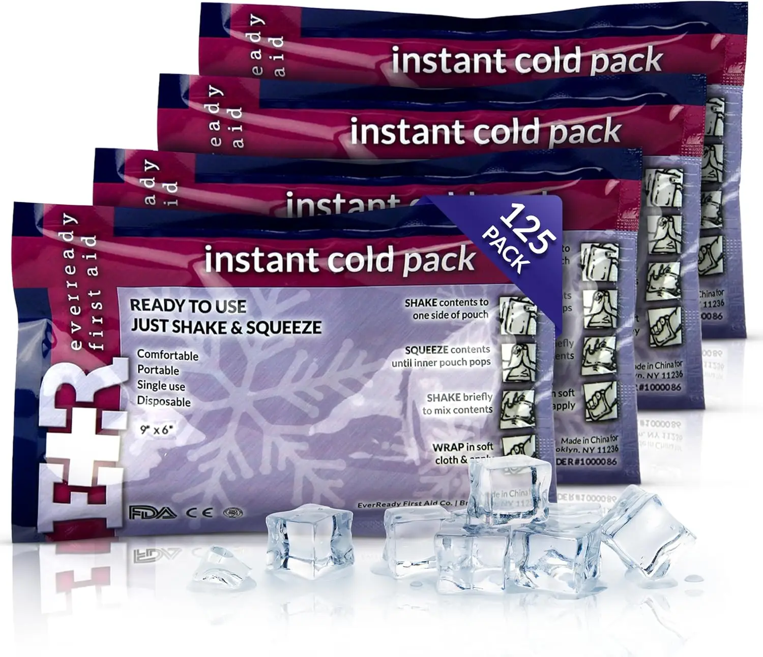 Disposable Instant Cold Compress Pack for Injuries Relief, 4.5" x 7", 125 Pack
Disposable Instant Cold Compress Pack for Injuries Relief, 4.5" x 7", 125 Pack