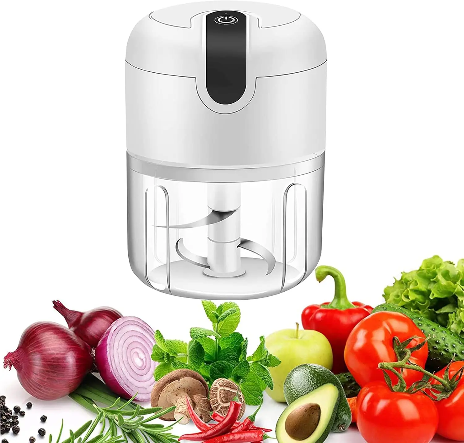 USB Rechargeable Mini Food Chopper, Portable Garlic Mincer for Vegetables, Fruits, Meat - 250ml White
USB Rechargeable Mini Food Chopper, Portable Garlic Mincer for Vegetables, Fruits, Meat - 250ml White