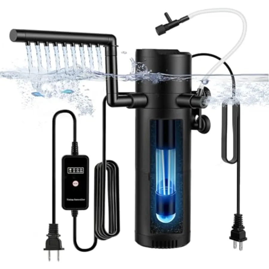 Aquarium U-V Filter with Filter Sponge, U-V Light and Timer, Submersible Pump Filter for Green Water Clean, Internal Filter wit
Aquarium U-V Filter with Filter Sponge, U-V Light and Timer, Submersible Pump Filter for Green Water Clean, Internal Filter wit