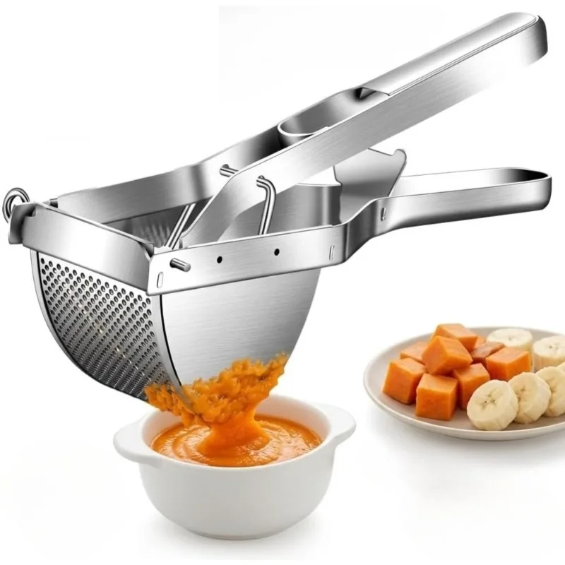 Potato Ricer, Stainless Steel Professional Ricer for Mashed Vegetables Potato Masher for Pumpkin, Orange Tomota Juicer
Potato Ricer, Stainless Steel Professional Ricer for Mashed Vegetables Potato Masher for Pumpkin, Orange Tomota Juicer