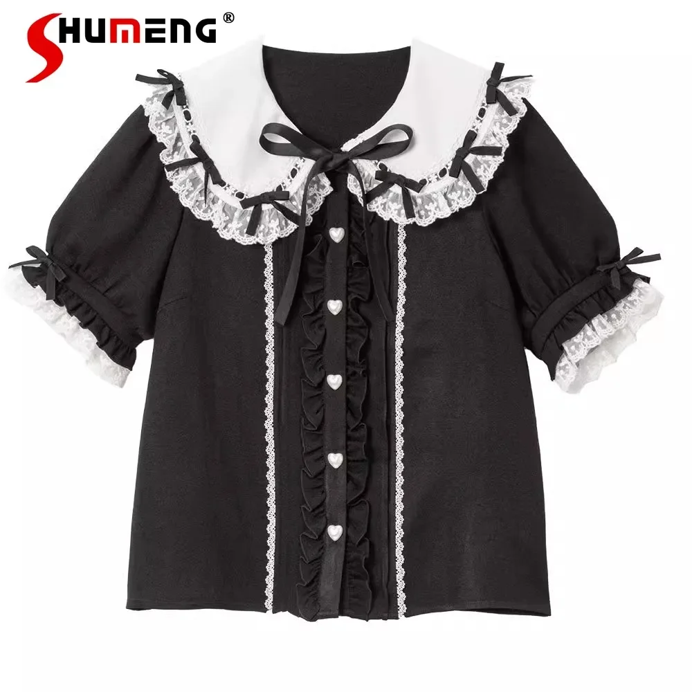 Japanese Sweet Mine Blouse Female Lolita Cute Lace Trim Doll Collar Long Sleeve Bowknot Ribbon Shirts with Pan Collar Collar
Japanese Sweet Mine Blouse Female Lolita Cute Lace Trim Doll Collar Long Sleeve Bowknot Ribbon Shirts with Pan Collar Collar