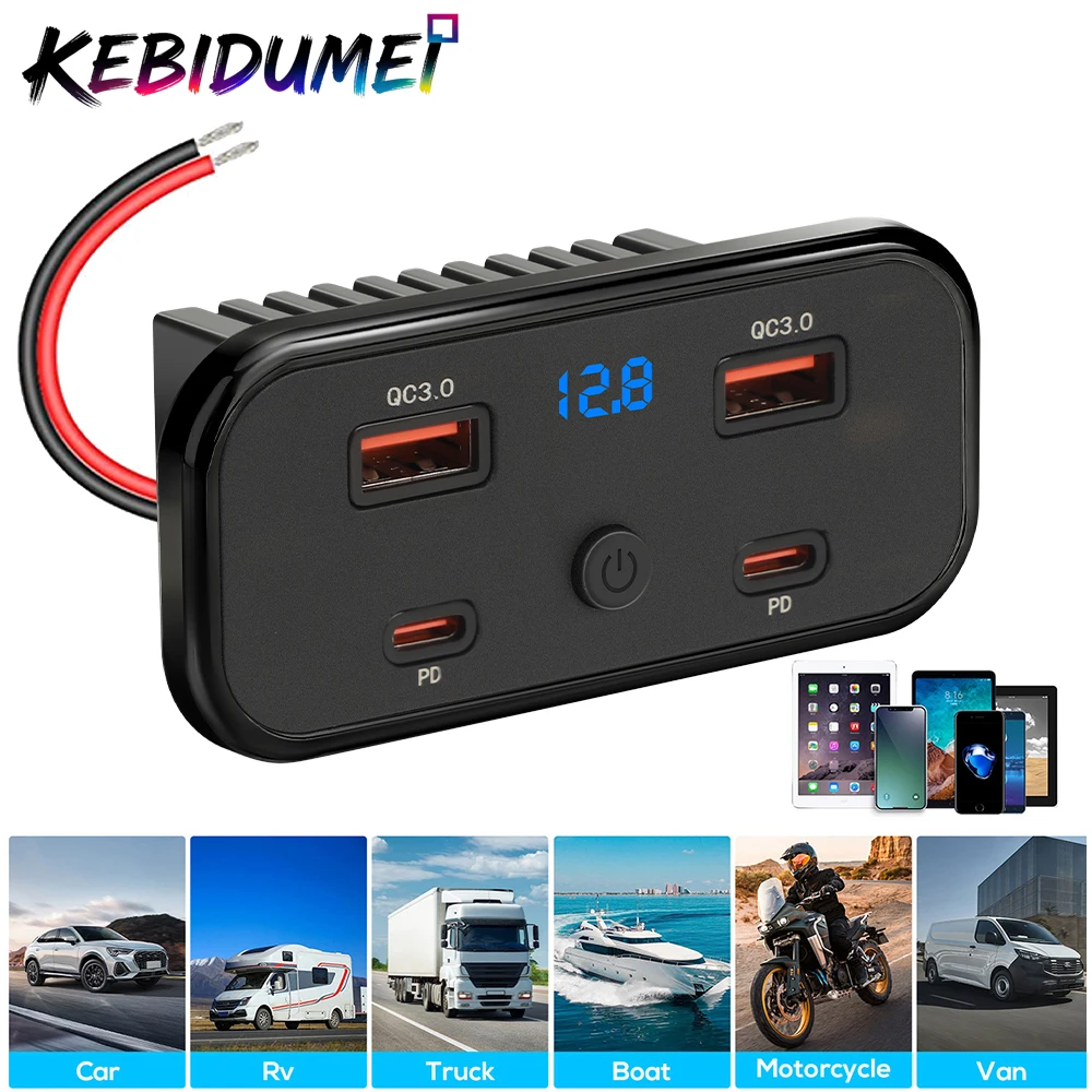6Ports Fast Car Charging Wall Mount Charger 12-24V PD QC3.0 Socket USB Outlet Power Panel for Bus Boat Truck RV Car Accessories
6Ports Fast Car Charging Wall Mount Charger 12-24V PD QC3.0 Socket USB Outlet Power Panel for Bus Boat Truck RV Car Accessories
