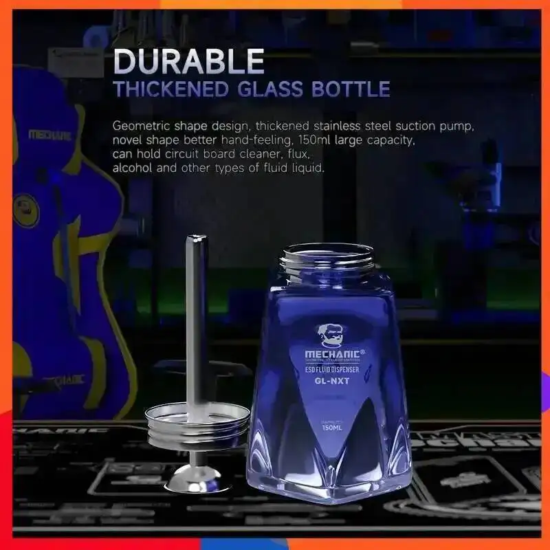 ESD Fluid Dispenser 150ML Glass Alcohol Bottle Triple Filtration & Raised Water Tray Use for Circuit Board Cleaner Flux Alcohol
ESD Fluid Dispenser 150ML Glass Alcohol Bottle Triple Filtration & Raised Water Tray Use for Circuit Board Cleaner Flux Alcohol