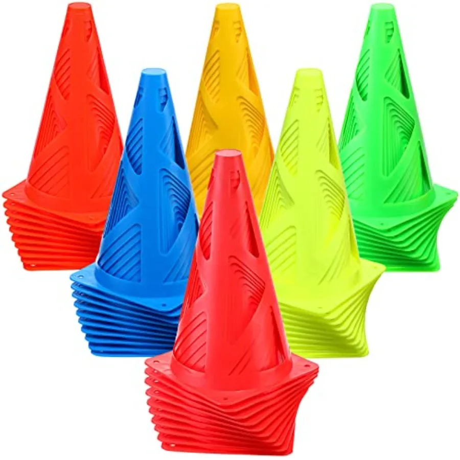 60 Pieces Plastic Agility Cones 9 Inch Indoor Outdoor Training Sport Cone Soccer Flexible Cone Sets Marker Cones for Dogs Train
60 Pieces Plastic Agility Cones 9 Inch Indoor Outdoor Training Sport Cone Soccer Flexible Cone Sets Marker Cones for Dogs Train
