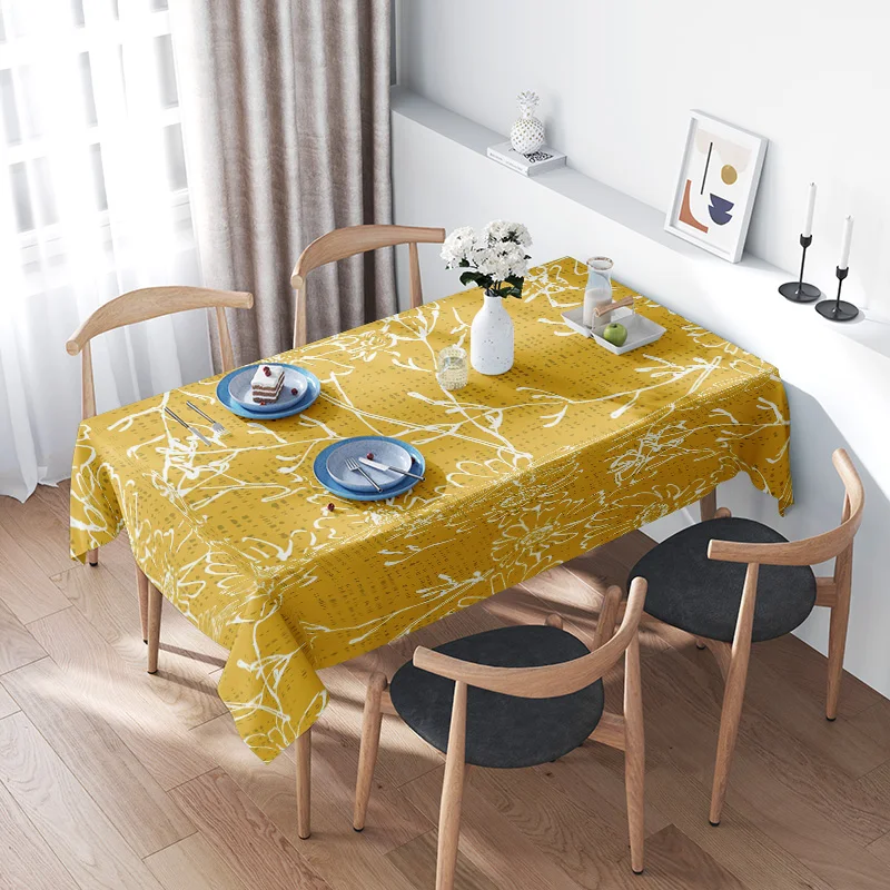 Modern Floral TableclothElegant Yellow Printed Decorative Linen for Dining Room Perfect Match for Wedding Party Home Decoration 
Modern Floral TableclothElegant Yellow Printed Decorative Linen for Dining Room Perfect Match for Wedding Party Home Decoration