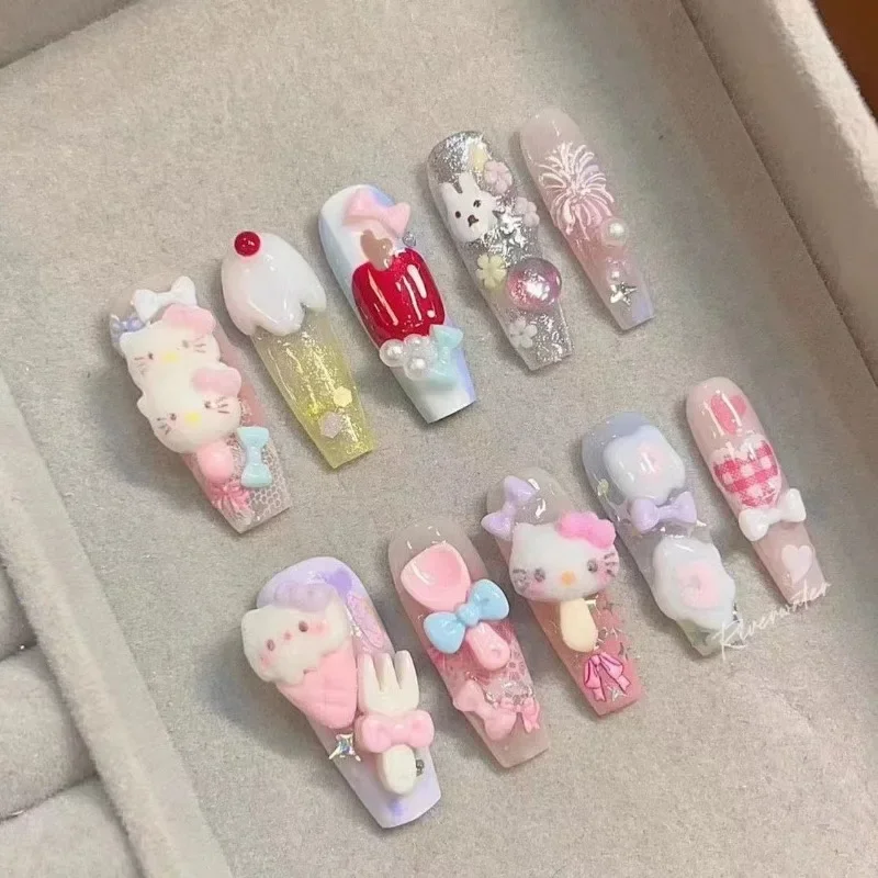 10pcs Sweet Hello Kitty Anime Kawaii Sanrio Nail Wear Accessories Cute Cartoon Kt Cat Handmade Fingers Patch Gifts for Girls
10pcs Sweet Hello Kitty Anime Kawaii Sanrio Nail Wear Accessories Cute Cartoon Kt Cat Handmade Fingers Patch Gifts for Girls