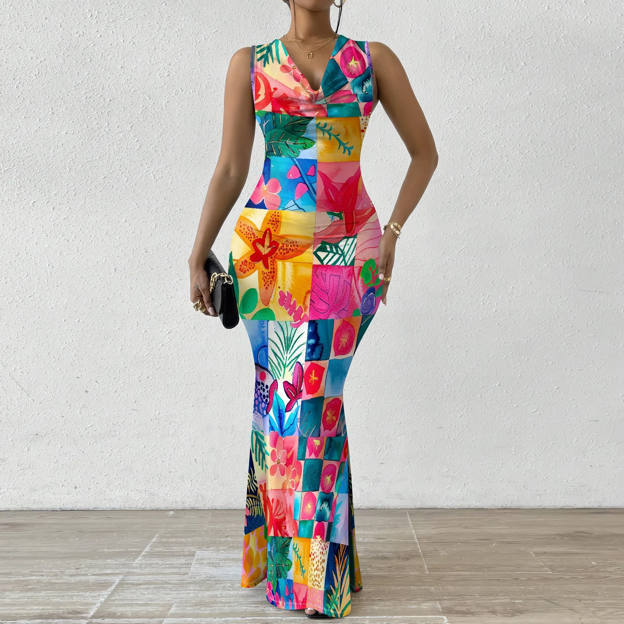 XS-2XL Colorful Patchwork Floral Maxi Dress for Women Tropical Summer Style for Vacation, Cruise or Art Festival Look
XS-2XL Colorful Patchwork Floral Maxi Dress for Women Tropical Summer Style for Vacation, Cruise or Art Festival Look