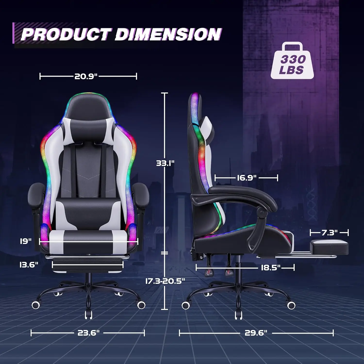 Gaming Chair, Video Game Chair with Footrest and Massage Lumbar Support, Ergonomic Computer Chair Height Adjustable
Gaming Chair, Video Game Chair with Footrest and Massage Lumbar Support, Ergonomic Computer Chair Height Adjustable