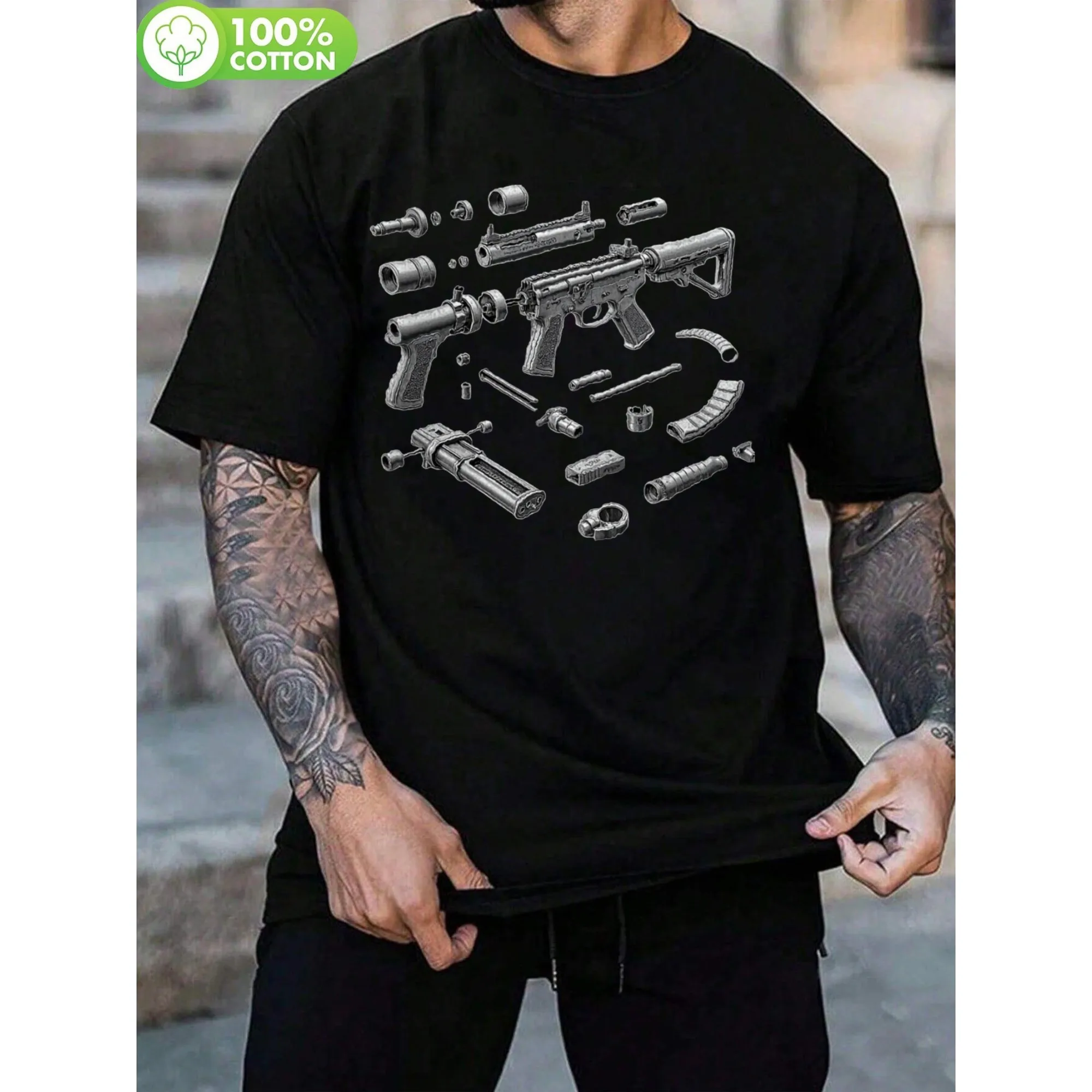 Gun Components Exploded View Graphic Tee Men's Cotton Casual Shirt for Shooting Enthusiasts Daily Wear
Gun Components Exploded View Graphic Tee Men's Cotton Casual Shirt for Shooting Enthusiasts Daily Wear