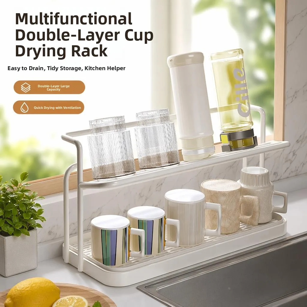 Double Layer Cup Drainer Rack Tabletop Water Cup Coffee Cup Storage Organizer Shelf Multi-Functional Kitchen Accessories
Double Layer Cup Drainer Rack Tabletop Water Cup Coffee Cup Storage Organizer Shelf Multi-Functional Kitchen Accessories