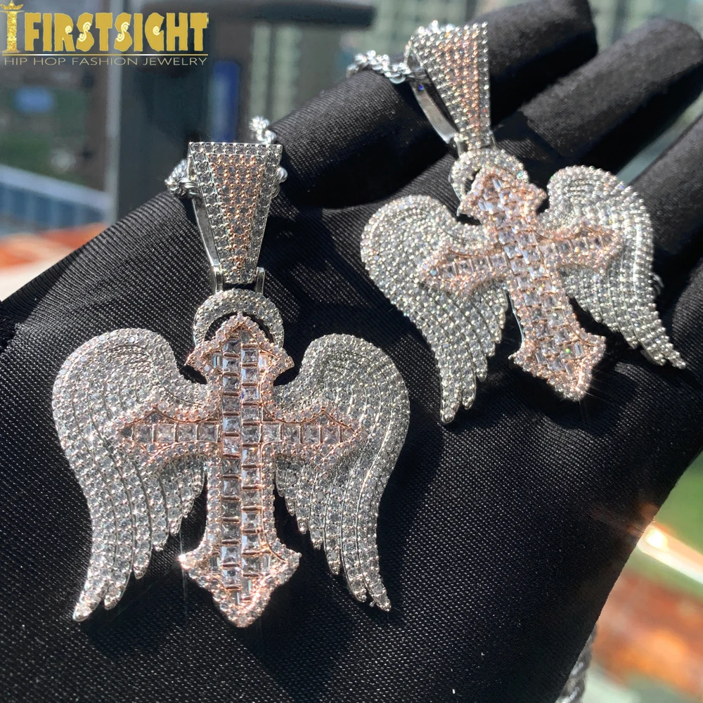 Iced Out Two Tone Rose Gold Color Angel Wing Cross Pendant Necklace for Men Women Cubic Zirconia Charm Hip Hop Jewelry
Iced Out Two Tone Rose Gold Color Angel Wing Cross Pendant Necklace for Men Women Cubic Zirconia Charm Hip Hop Jewelry