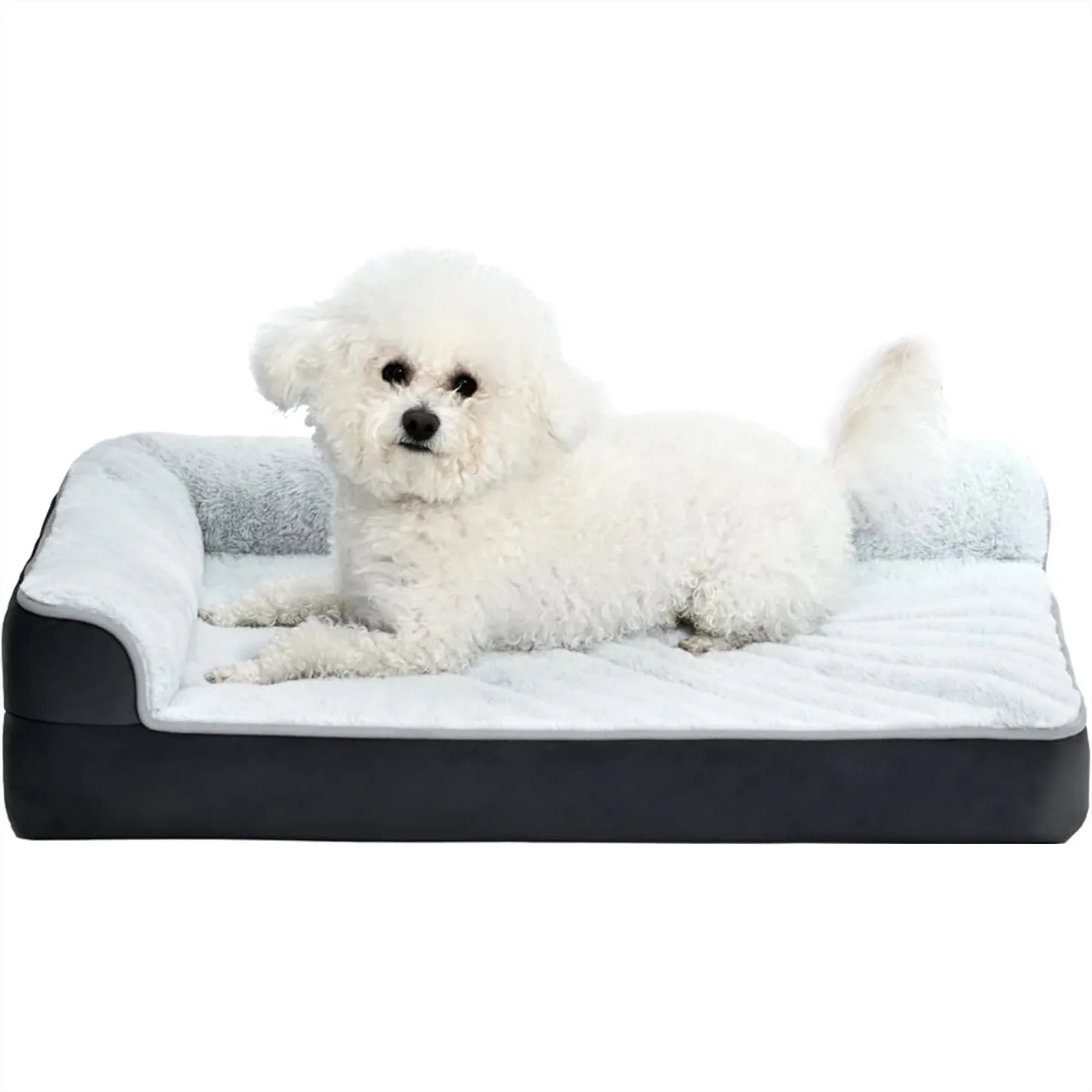Orthopedic L-Shaped Dog Bed for Small Dogs with Egg-Crate Foam, Anti-Slip Pet Sofa Bed for Indoor Use, Washable Cover, Gray
Orthopedic L-Shaped Dog Bed for Small Dogs with Egg-Crate Foam, Anti-Slip Pet Sofa Bed for Indoor Use, Washable Cover, Gray