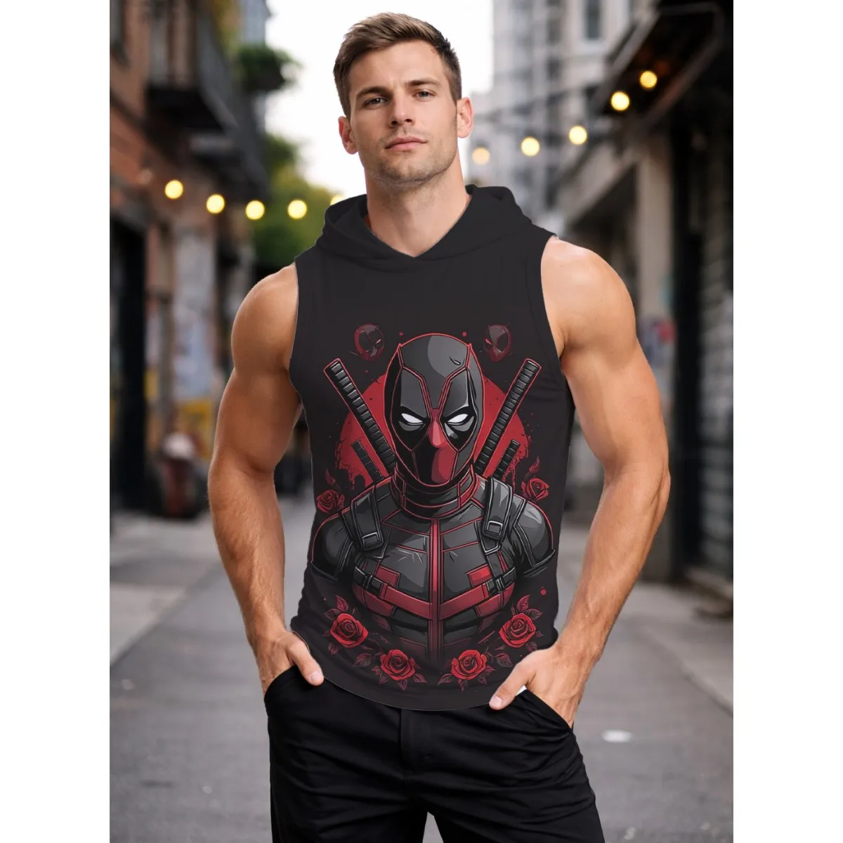 New Summer Cartoon Deadpool Men's Sleeveless T-Shirt Print Top, Hip Hop Street Style T-Shirt, Pullover Sweatshirt, Hooded Vest
New Summer Cartoon Deadpool Men's Sleeveless T-Shirt Print Top, Hip Hop Street Style T-Shirt, Pullover Sweatshirt, Hooded Vest