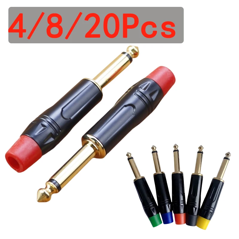 4/8/20pcs 2 Pole Mono Stereo Jack 6.35mm Gold-Plated 6.3MM 1/4 Inch Plug Audio Microphone Cable Connector
4/8/20pcs 2 Pole Mono Stereo Jack 6.35mm Gold-Plated 6.3MM 1/4 Inch Plug Audio Microphone Cable Connector