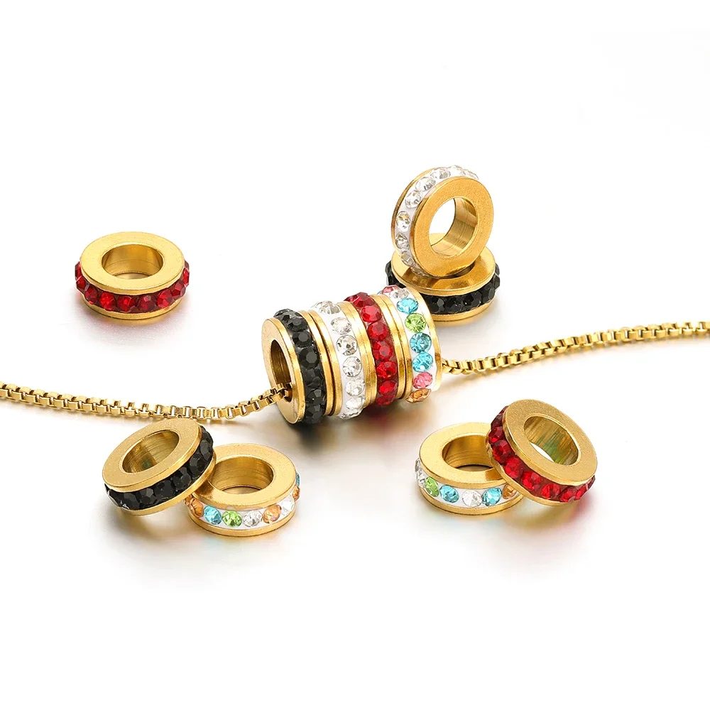 10pcs Stainless Steel Rhinestone Spacer Beads Round Big Hole Beads DIY Women Jewelry Necklace Charm Bracelet Decoration Findings
10pcs Stainless Steel Rhinestone Spacer Beads Round Big Hole Beads DIY Women Jewelry Necklace Charm Bracelet Decoration Findings