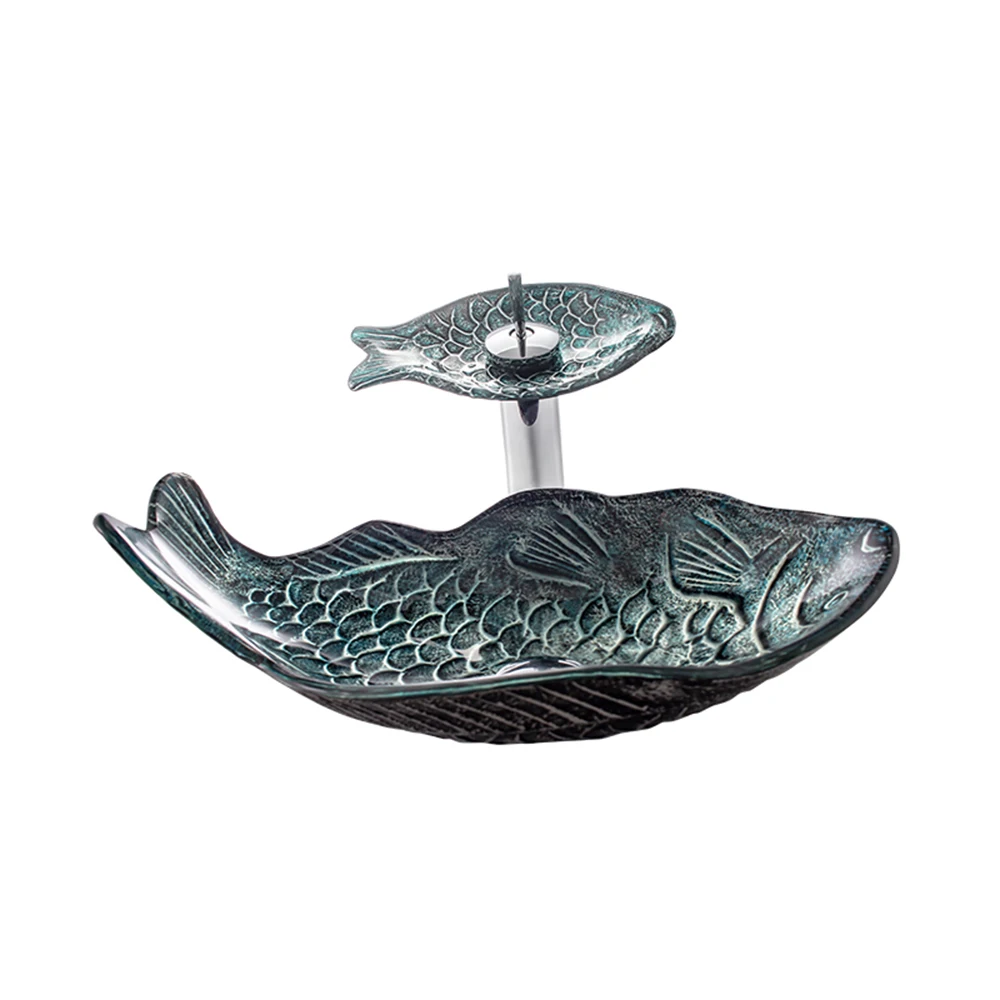 j* Hotel Home Fish Shape Tempered Glass Art Table Basin Light Luxury Wash Basin with Waterfall Faucet Navy Blue Bathroom Sink
j* Hotel Home Fish Shape Tempered Glass Art Table Basin Light Luxury Wash Basin with Waterfall Faucet Navy Blue Bathroom Sink