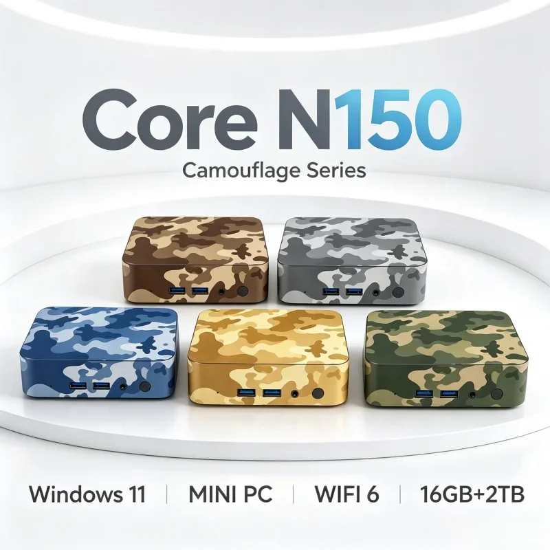 Portable Camouflage Series Mini PC Intel N150 16GB RAM 1/2TB SSD WiFi6 BT5.2 4K Household Office Desktop
Portable Camouflage Series Mini PC Intel N150 16GB RAM 1/2TB SSD WiFi6 BT5.2 4K Household Office Desktop
