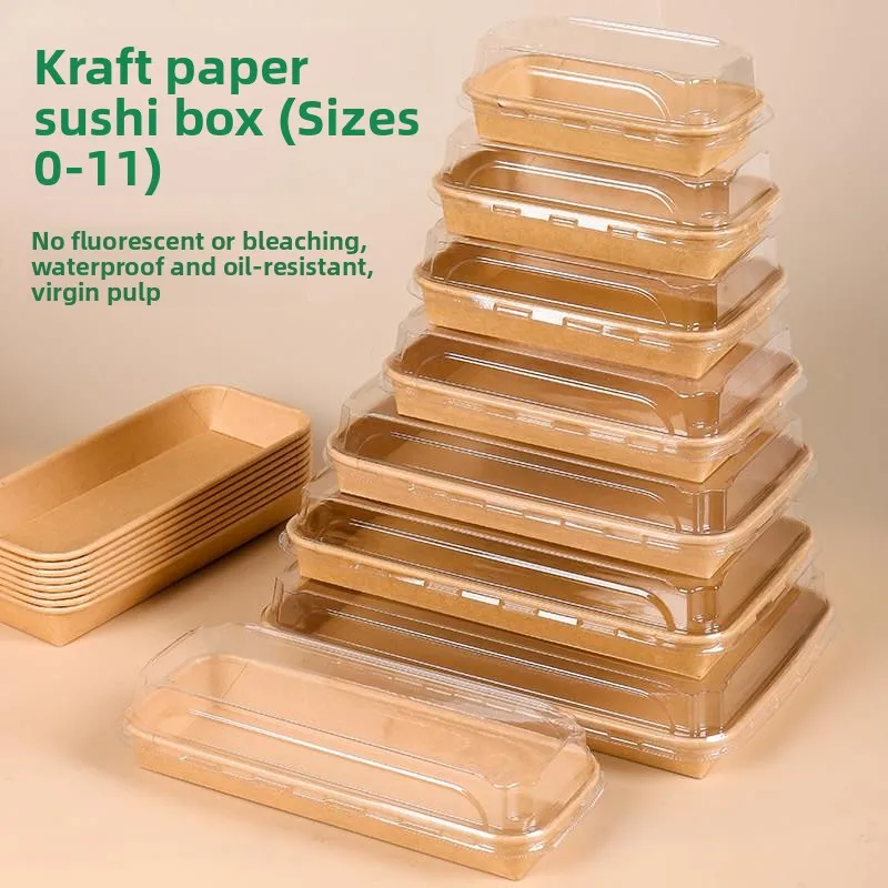 Disposable Square Sushi Box Kraft Paper Box Lunch Box Fruit Box Seaweed Wrapped Rice Cake Box Western Pastries Box Takeout Box
Disposable Square Sushi Box Kraft Paper Box Lunch Box Fruit Box Seaweed Wrapped Rice Cake Box Western Pastries Box Takeout Box