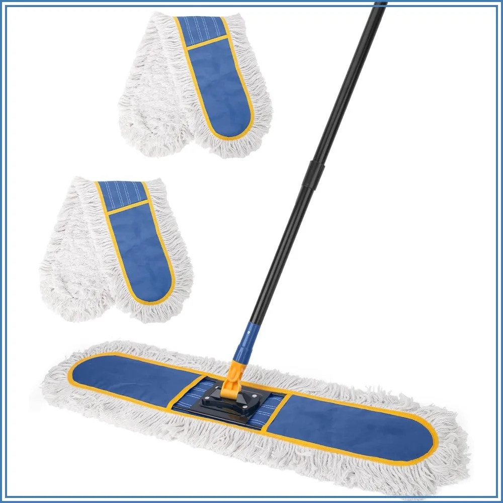 24 inch Commercial Dust Mop for Floor Cleaning, Heavy Duty Floor Duster with 2 Cotton Reusable Pads, 59 inch Long Handle Wet Dry Flat Mop for Hardwood Floors Marble Laminate Tile Concrete Garage
24 inch Commercial Dust Mop for Floor Cleaning, Heavy Duty Floor Duster with 2 Cotton Reusable Pads, 59 inch Long Handle Wet Dry Flat Mop for Hardwood Floors Marble Laminate Tile Concrete Garage