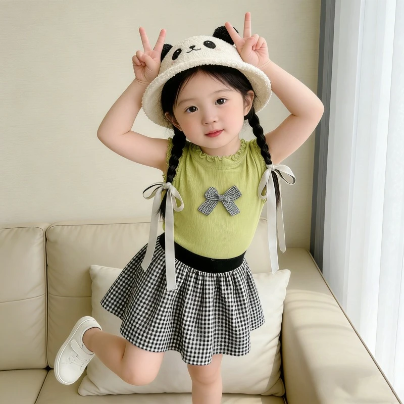 Girls Plaid Skirt Set, Summer Sweet Tank Top & Bloomer Shorts Two-Piece Outfit for Kids New Arrival
Girls Plaid Skirt Set, Summer Sweet Tank Top & Bloomer Shorts Two-Piece Outfit for Kids New Arrival