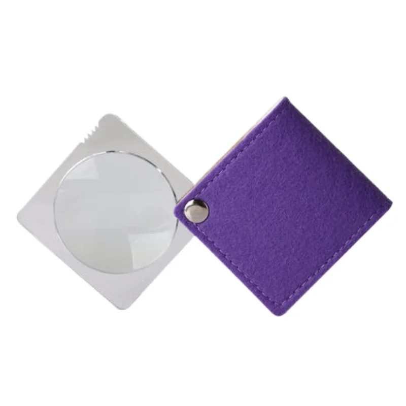 Portable magnifying glass square purple 3.5 times optical glass folding palm old man reading books and newspapers
Portable magnifying glass square purple 3.5 times optical glass folding palm old man reading books and newspapers