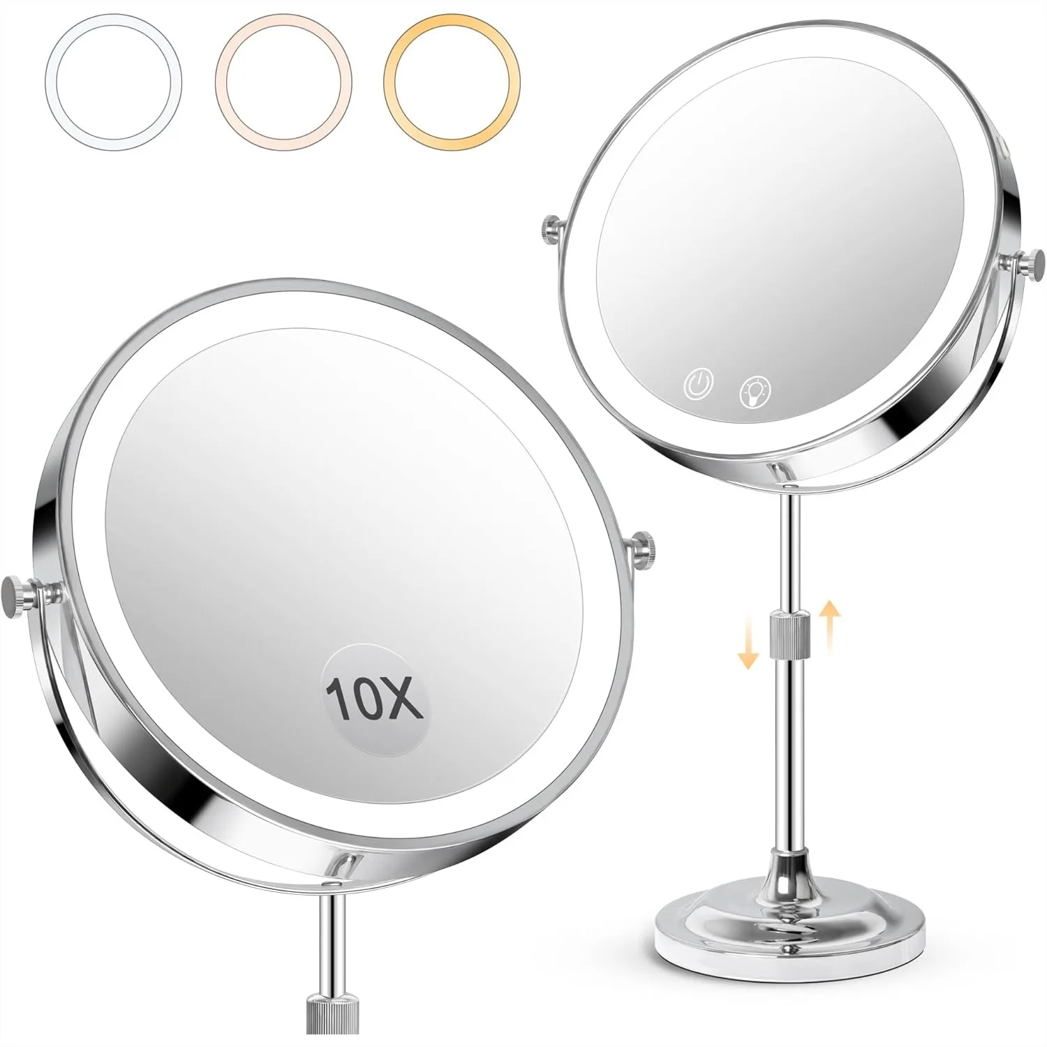 8 Inch Makeup Mirror With Lights 4000mAh Rechargeable Vanity Mirror 1X 10X Double Sided Magnifying Mirror With Adjustable Height 3 Colors Stepless Dimming Lighted Makeup Mirror For Women
8 Inch Makeup Mirror With Lights 4000mAh Rechargeable Vanity Mirror 1X 10X Double Sided Magnifying Mirror With Adjustable Height 3 Colors Stepless Dimming Lighted Makeup Mirror For Women