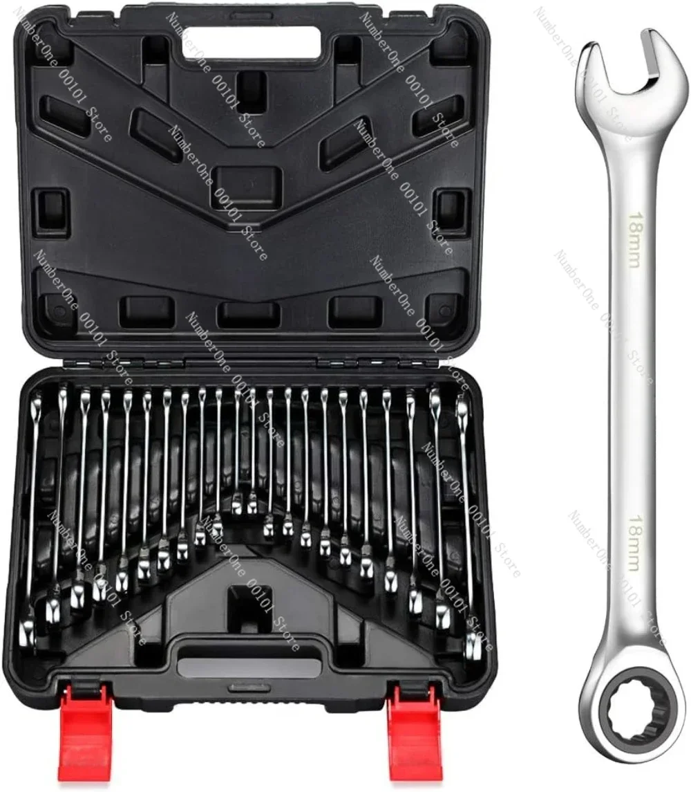 22-Piece Chrome Steel Ratchet Wrench Set with Metric and Open End Standard Wrench Set
22-Piece Chrome Steel Ratchet Wrench Set with Metric and Open End Standard Wrench Set