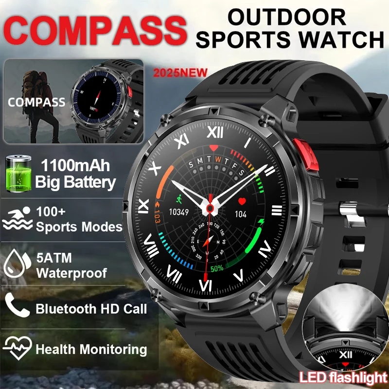 LIGE 2026 Military Men Smart Watch Compass Waterproof Bluetooth Call Smartwatch Heart Rate Monitor Fitness Sports Smart Watches
LIGE 2026 Military Men Smart Watch Compass Waterproof Bluetooth Call Smartwatch Heart Rate Monitor Fitness Sports Smart Watches