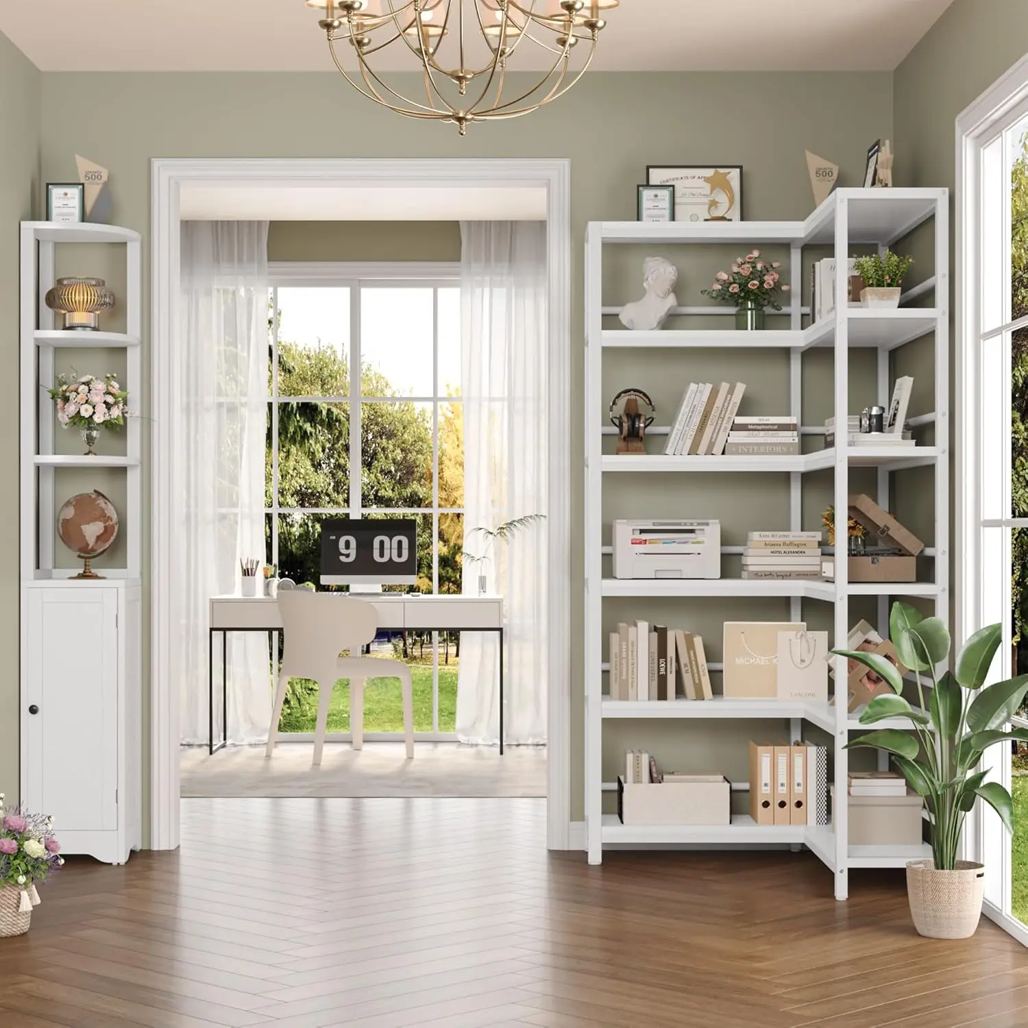 Keyluv 72" Tall Corner Bookshelf with Door, 6-Tier L Shaped Bookshelves and Bookcase with Storage Cabinet, 2 Pieces Individual C
Keyluv 72" Tall Corner Bookshelf with Door, 6-Tier L Shaped Bookshelves and Bookcase with Storage Cabinet, 2 Pieces Individual C
