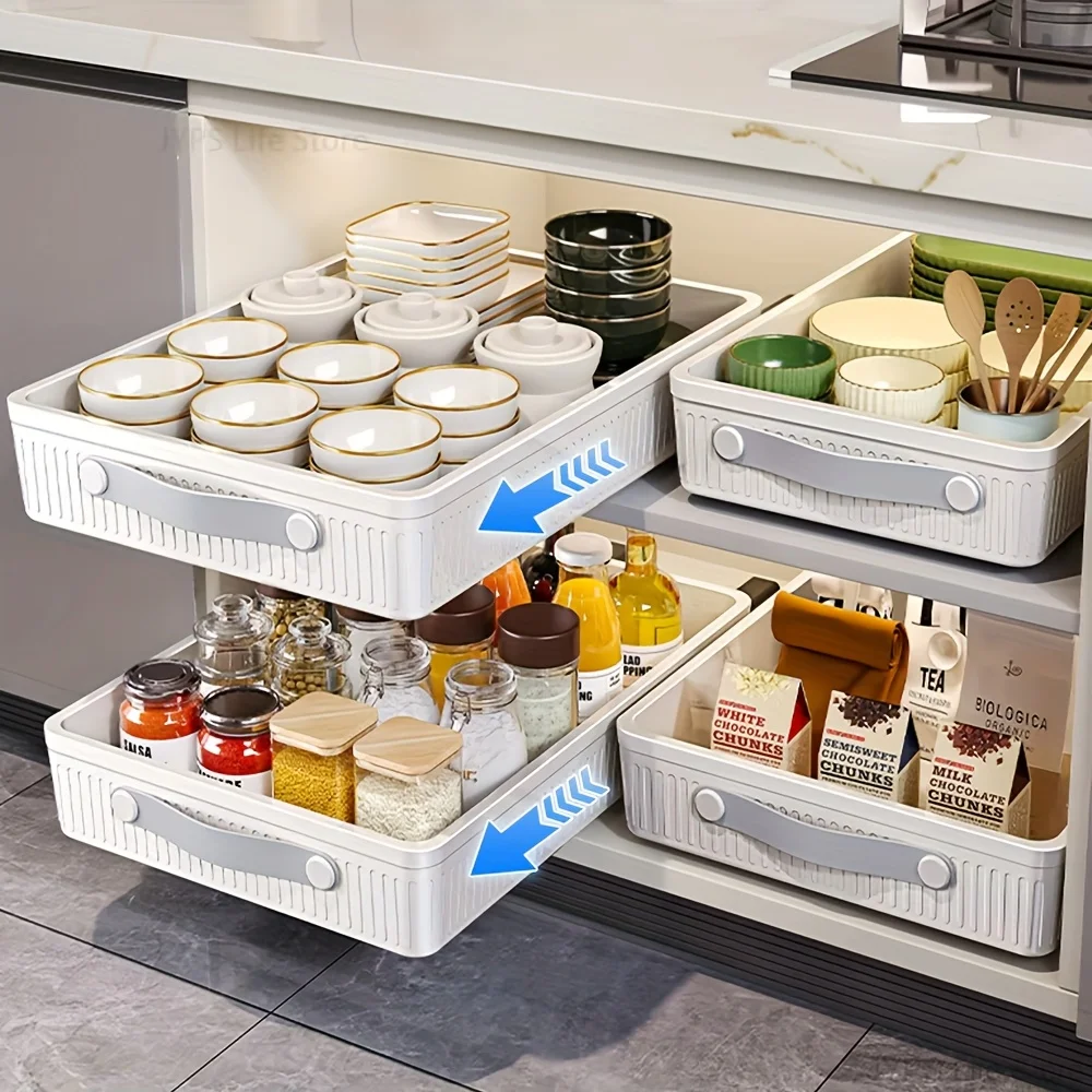 1 PC Kitchen Cabinet Drawer Storage Boxes with Slide Rails Pull-out Kitchen Storage Tray Spice Box Shelf Cabinets Organizer
1 PC Kitchen Cabinet Drawer Storage Boxes with Slide Rails Pull-out Kitchen Storage Tray Spice Box Shelf Cabinets Organizer