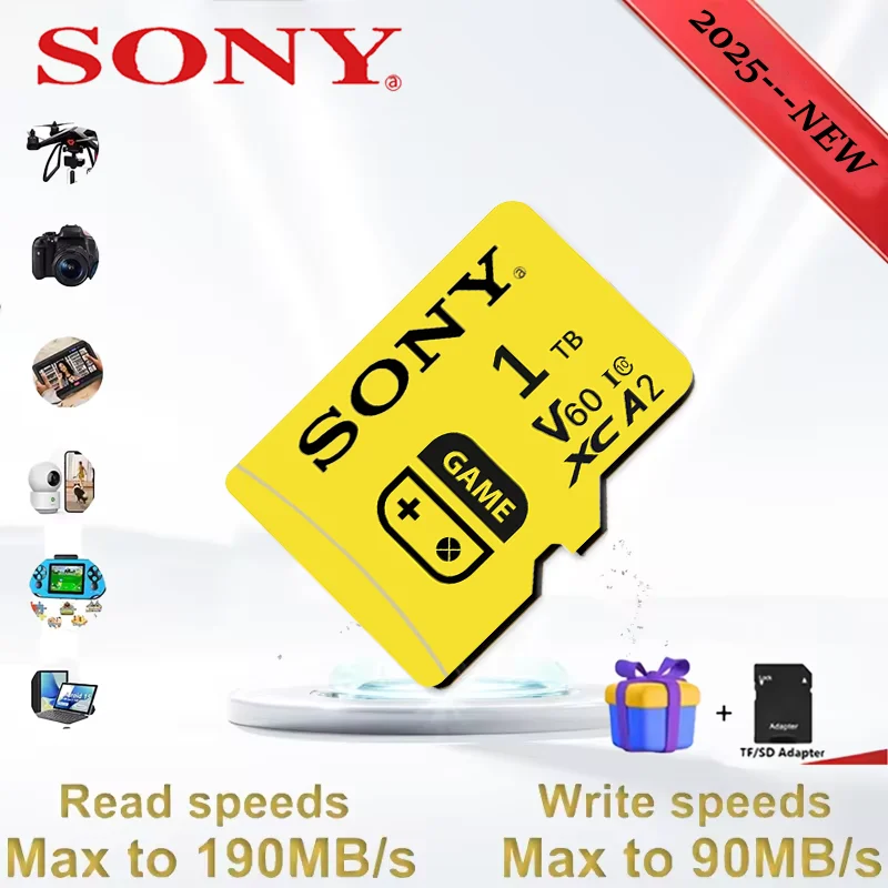 SONY 2TB 1TB 512GB 256GB 128GB Micro SD Card A2 V60 Fast 4K UHD TF Карта памяти, совместимая с Lenovo Nintendo Switch Drone
SONY 2TB 1TB 512GB 256GB 128GB Micro SD Card A2 V60 Fast 4K UHD TF Карта памяти, совместимая с Lenovo Nintendo Switch Drone