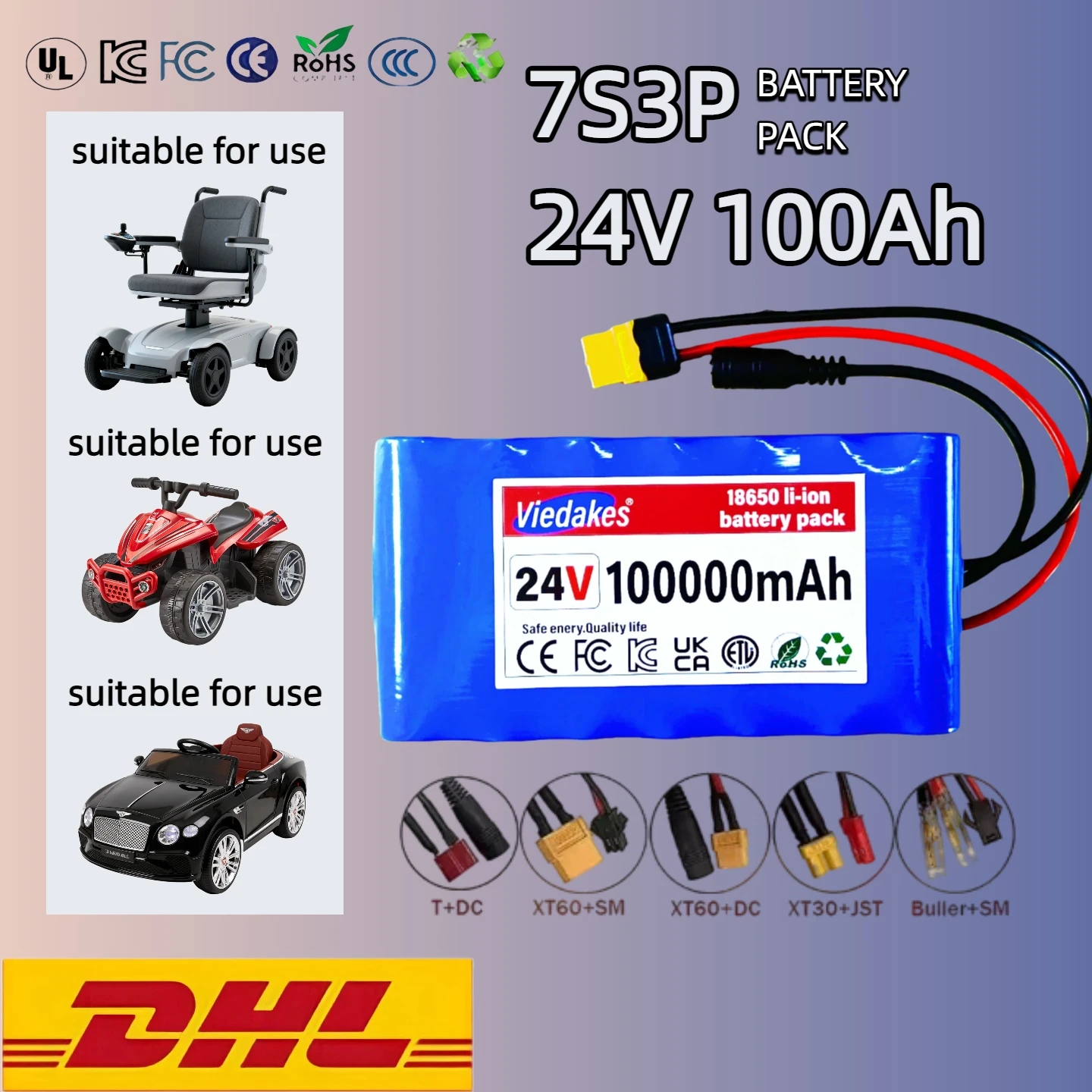 29.4V 100Ah 7s3p 18650 battery lithium battery Suitable for 24V-29.4V motors Lithium ion Battery pack + 2A Charger
29.4V 100Ah 7s3p 18650 battery lithium battery Suitable for 24V-29.4V motors Lithium ion Battery pack + 2A Charger