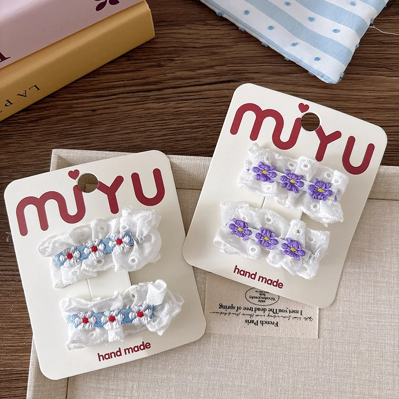 2pcs/set Embroidered Lace Barrettes Hairgrips Sweet Girls Hair Clips for Kids Children Bangs Side Clip Hairpins Hair Accessories
2pcs/set Embroidered Lace Barrettes Hairgrips Sweet Girls Hair Clips for Kids Children Bangs Side Clip Hairpins Hair Accessories