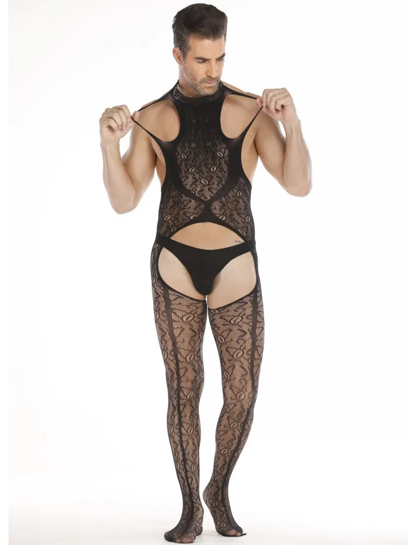 Men's Lace See-through Embroidered Net Stockings with Halter Edge Muscle Sleepwear Sexy Back Exposure Full Body Suit
Men's Lace See-through Embroidered Net Stockings with Halter Edge Muscle Sleepwear Sexy Back Exposure Full Body Suit