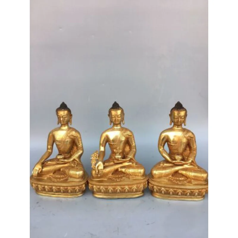 10.2" old antique Fine carving copper Gilding Sanbao Buddha Statue statue a set
10.2" old antique Fine carving copper Gilding Sanbao Buddha Statue statue a set