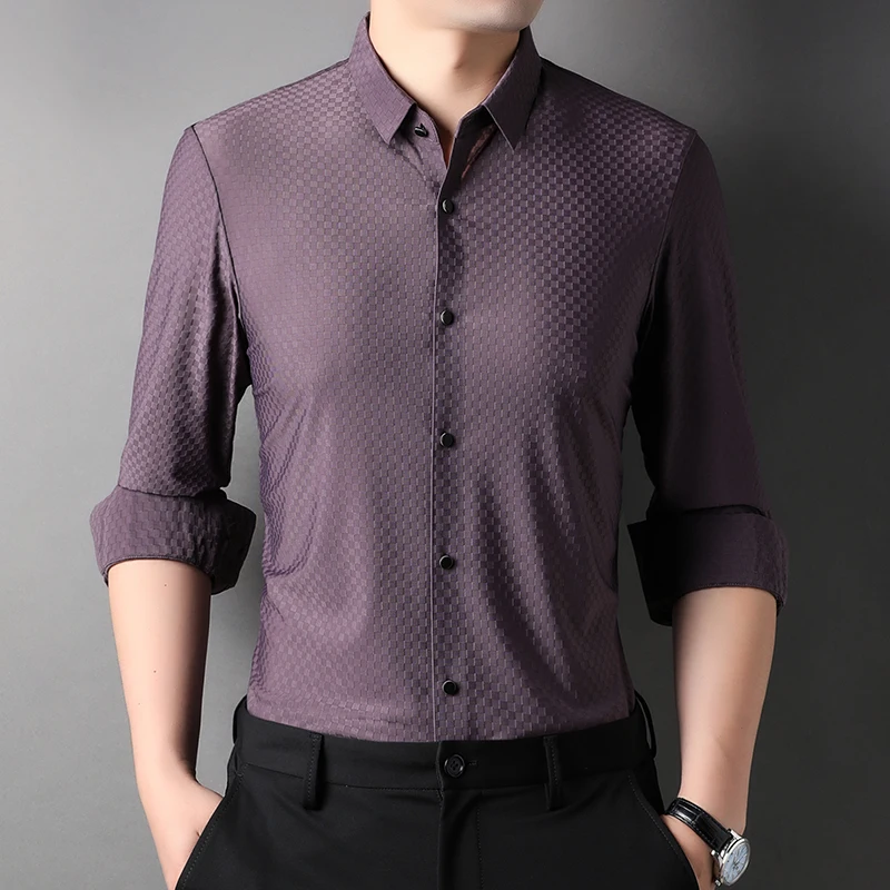 New Long Sleeve Argyle Men's Shirts Luxury Solid Color Business Casual Male Dress Shirts Spring Autumn Slim Fit Man Shirts
New Long Sleeve Argyle Men's Shirts Luxury Solid Color Business Casual Male Dress Shirts Spring Autumn Slim Fit Man Shirts