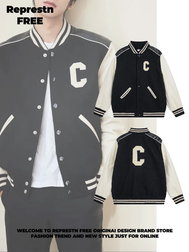 American Retro Leather Patchwork Loose Couple Sle Baseball Jaet Coat Warmth Autumn Winter Men's Faion Outerwear 
American Retro Leather Patchwork Loose Couple Sle Baseball Jaet Coat Warmth Autumn Winter Men's Faion Outerwear