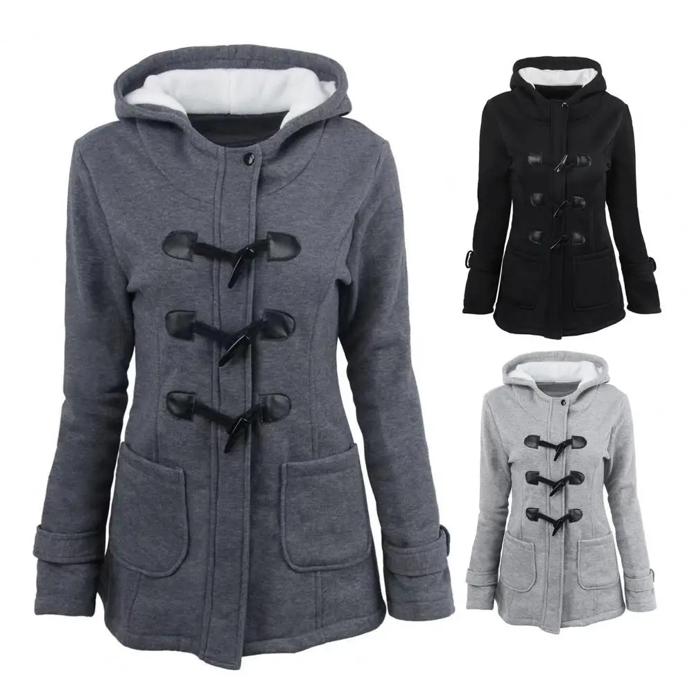 Solid Color Women Coat with Side Pockets Outerwear Button-up Women Coat Warm Plush-lined Hooded Coat for Fall Winter Outerwear
Solid Color Women Coat with Side Pockets Outerwear Button-up Women Coat Warm Plush-lined Hooded Coat for Fall Winter Outerwear