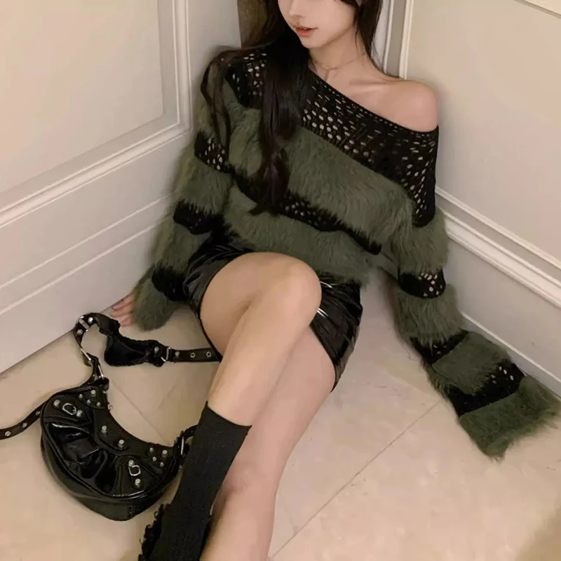GIDYQ Y2k Sexy Off Shoulder Cropped Sweaters Women Vintage Harajuku Hollow Out Soft Pullovers Casual Patchwork Short Top Autumn
GIDYQ Y2k Sexy Off Shoulder Cropped Sweaters Women Vintage Harajuku Hollow Out Soft Pullovers Casual Patchwork Short Top Autumn